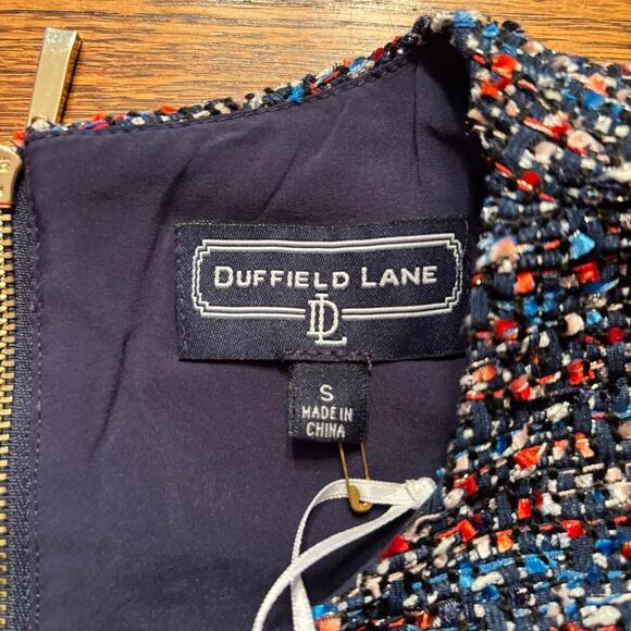 Duffield Lane Navy Confetti Tweed Ellis Top Size S - Picture 3 of 13